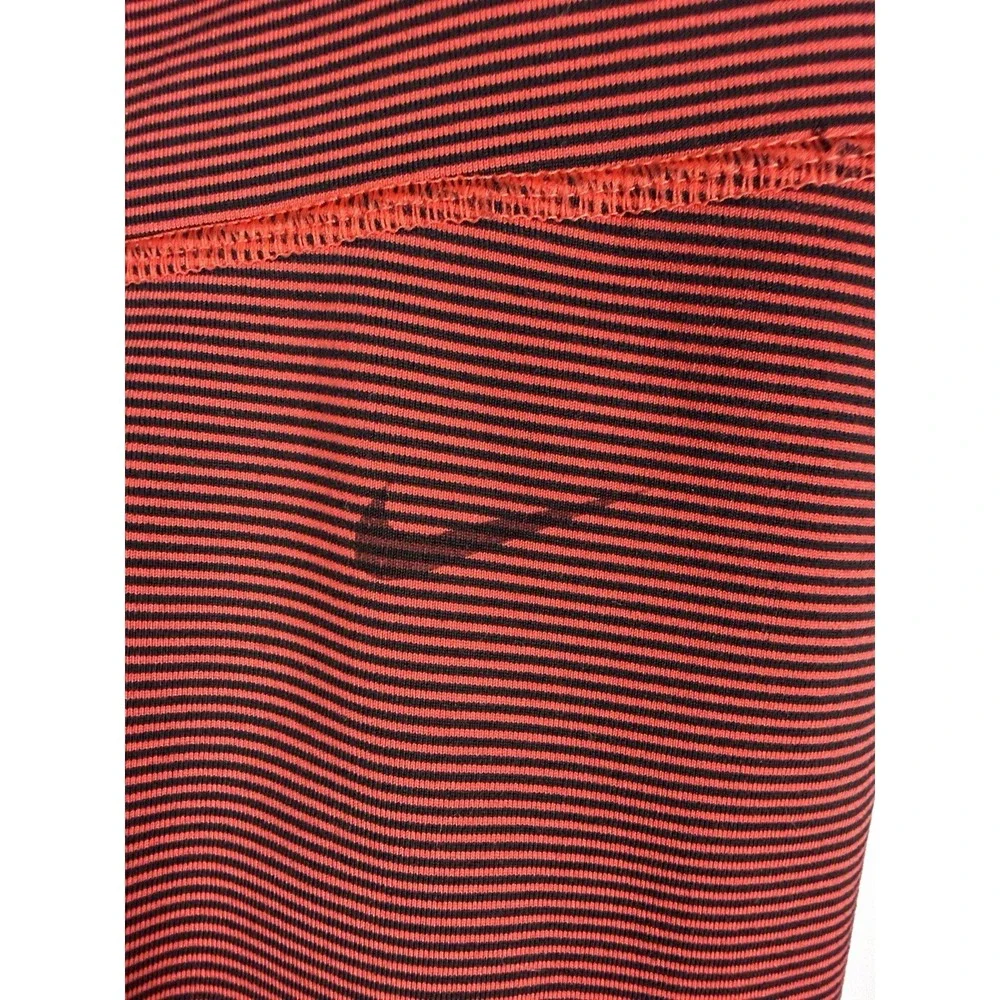 Nike Dri-FIT Foldover Capri Leggings Women's Small Red Black Striped Athletic
